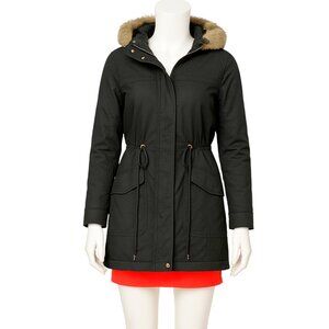 Charlotte Russe Faux Fur-Trim Hooded Drawstring Winter Layering Parka Jacket